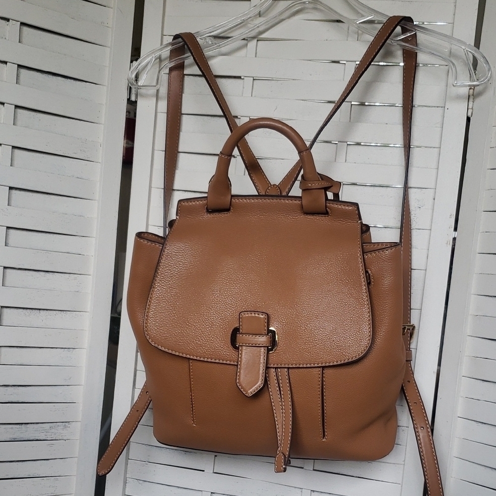 Michael Kors Remi Tan Leather Backpack
